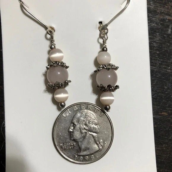 Beaded Layered Wire Necklace & Dangle Pierced Earrings Set - Picture 4 of 5